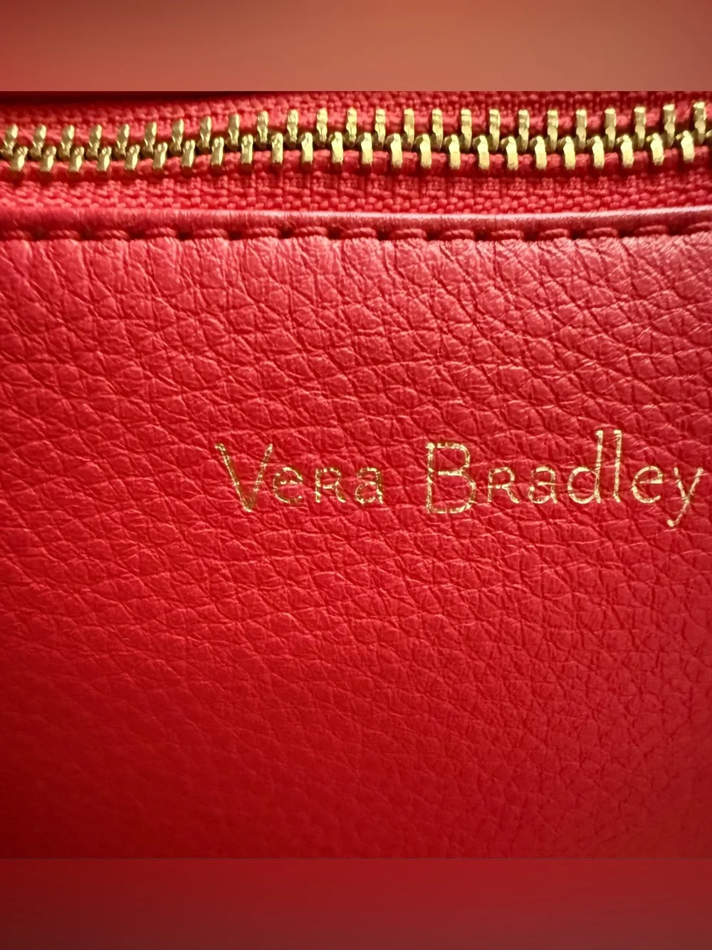 Vera Bradley Red Pebbled Leather Tote